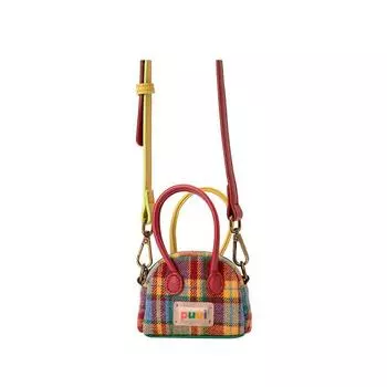 Retro Puui Original Design Plaid Portable Messenger Bag Sunset Red Mud-Headset Bag