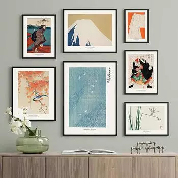 Ретро японская печать Утагавы Куниёси-Санбаши Бар Кафе Гостиная Плакаты Домашний декор настенное искусство HD абстрактная картина на холсте 21x30cm No Framed