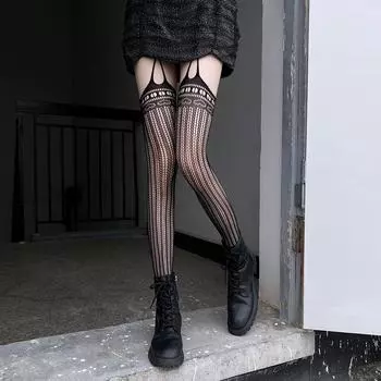 Ретро японские летние кружевные чулки в сеточку - сексуальные цельные, прозрачные, полые и тонкие one size белый
