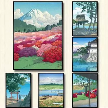 Ретро японский и корейский пейзаж, печать плакатов, сад Фудзи, горное искусство, картина маслом для гостиной 21cm30cm NoFrame