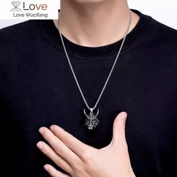 Ретро японское ожерелье с подвеской в виде маски призрака Праджина для мужчин, модное байкерское ожерелье из нержавеющей стали в стиле панк, хип-хоп, готика, ювелирные изделия 50cm