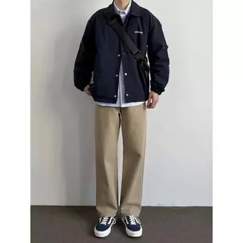 Ретро рабочая куртка тренера с карманом на молнии свободная японская повседневная куртка с лацканами верхняя часть осень новый стиль M