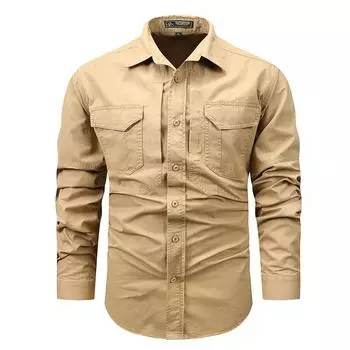 Ретро рабочая рубашка мужская с длинными рукавами весенний тренд в стиле Гонконга свободная повседневная рубашка куртка мужская верхняя часть M