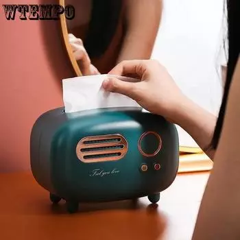 Ретро Радио Модель Коробка Для Салфеток Настольный Держатель Для Бумаги Чехол Для Салфеток Органайзер Орнамент Украшения Дома Прочный Стол Для Гостиной Коробка Для Хранения Салфеток красный