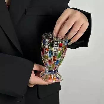 Ретро расписной стеклянный стакан для воды домашний креативный нарисованный вручную стакан для сока без свинца 200ml