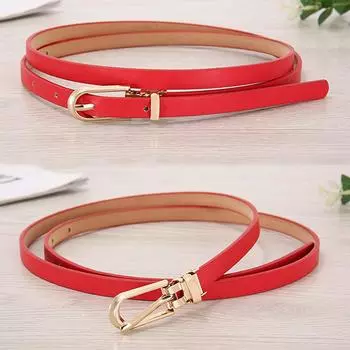 Ретро ремень для женщин Высококачественная металлическая пряжка, подходящая женскому платью, джинсам, регулируемый пояс, пряжка из искусственной кожи, тонкий пояс чёрный