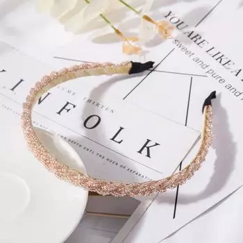 Ретро-резинка для волос ручной работы с бусинами, эластичная женская повязка на голову, аксессуары для волос, металлические хрустальные повязки на голову, обручи для волос для девочек, головные уборы