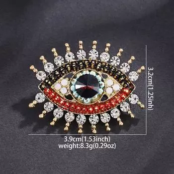 Retro Rhinestone Alloy Devil s Eye Brooch Stylish Clothing Pin Fashion Tape Fixed Badge Versatile Accessories KC gold Color eyes