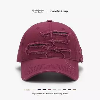 Retro ripped baseball cap female deep top shows face small old washed cap hip hop hat Adjustable
