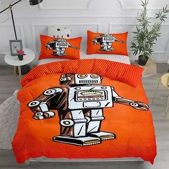 Retro Robot Duvet Cover Set UK Single Double King US Twin Full Queen Size Anime Bed Linen Set 70x133cm 2pcs