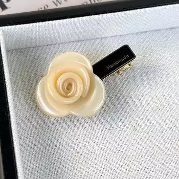 Retro Romantic Rose Flower Hairpin Side Clip Colour Acetate Hair Clip for Women Girls Sweet Temperament Barrettes Headdress Gift