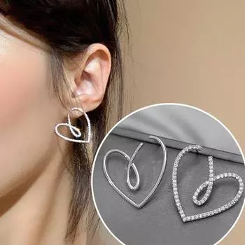 Ретро романтические женские серьги-гвоздики в форме сердца, асимметричные серьги с цирконом, модные украшения