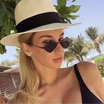 Ретро ромбовидные солнцезащитные очки, модные металлические солнцезащитные очки неправильной формы, мужские и женские солнцезащитные очки с цветными линзами