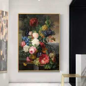 Ретро роза картина маслом плакат и гравюра скандинавский настенный художественный цветок украшение для гостиной 21cm30cm NoFrame