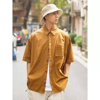Ретро рубашка мужская летняя одежда в стиле Гонконга, студенческий свободный и нишевый дизайн, забавный новый мужской топ для верхней одежды 2024 M армия зеленый