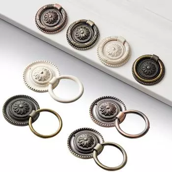 Ретро-ручки для ящиков шкафов, комодов, мебельных ручек, кольцевых ручек, антикварных деревянных шкатулок, ювелирных ручек, дверных молотков