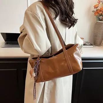 Ретро ручная сумка для поездок на работу осень-зима простые однотонные кошельки большой емкости через плечо новые сумки для покупок и путешествий (20cm<Max Length<30cm)