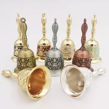 Ретро ручной звонок, многоцелевые колокольчики для рукоделия, свадебные украшения, сигнализация, школьная, церковная, классная, бар, отель, винтажный колокольчик