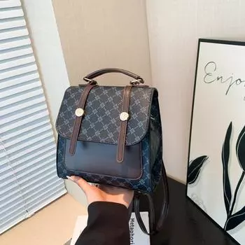 Ретро-рюкзак большой вместимости для женщин, 2024, новая простая сумка через плечо в стиле колледжа, повседневная модная сумка-мессенджер чёрный