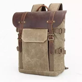 Ретро-рюкзак для фотосъемки Водонепроницаемая холщовая сумка для зеркальной фотокамеры хаки