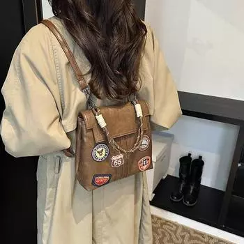 Ретро-рюкзак для женщин большой вместимости 2024 года, новая сумка через плечо в стиле колледжа Advanced Sense чёрный