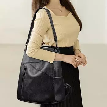 Ретро рюкзак из искусственной кожи, кошелек, противоугонный рюкзак из искусственной кожи, повседневная двусторонняя сумка на плечо, модная дорожная школьная сумка