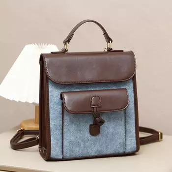 Ретро-рюкзак из мягкой кожи, женский весенне-летний тренд, модный износостойкий рюкзак из ткани Оксфорд с защитой от кражи 22.5cm*8cm*24cm