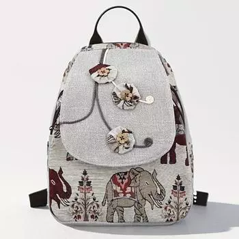 Ретро рюкзак женский холст все ручной работы ткань цветочный рюкзак легкий простой женский студенческий рюкзак светло-серый