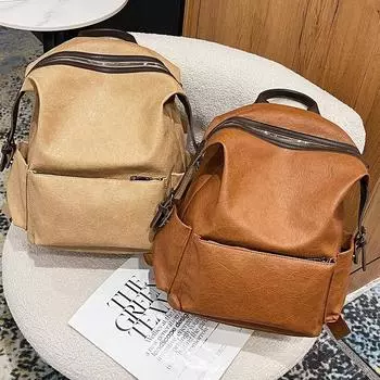 Ретро рюкзак женский новая модель, вместительный простой женский школьный ранец, многоцелевая модная женская сумка из ПУ чёрный