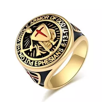 Ретро рыцарь тамплиер щит крест кольца ниша личность носить украшения для рук 7 чёрный