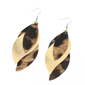 Retro S Shaped Triple Layer Dangle Earrings Leopard Pattern Women Drop Ear Rings Comfortable Female Ear Accessories