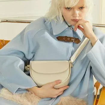 Сумка-седло в стиле ретро для женщин из натуральной коровьей кожи, полукруглая сумка, женская сумка через плечо, универсальные сумки (20cm<Max Length<30cm) светло-серый