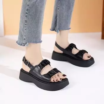 Retro sandals women s summer new student with skirt platform heel beach shoes women 35