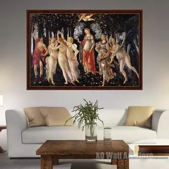Ретро Сандро Боттичелли Primavera Весна Жикле Печать Репродукция Картины на Холсте HD Картины Для Гостиной Дома Безрамные 21x30cm No Framed