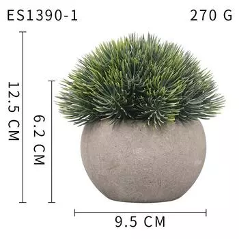 Retro Semi-Round Straw Ball Pulp High Imitation Plant Potted Plant Plastic Green Plant Bonsai Fake Flower Home Decoration Small Ornament
