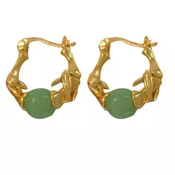 Ретро-серьги-клипсы в стиле бамбуковых листьев Niche Palace T2829