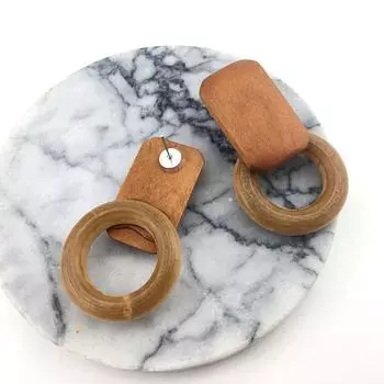 Ретро-серьги-подвески из дерева, женские подвески из бамбука, украшения ручной работы из ротанга