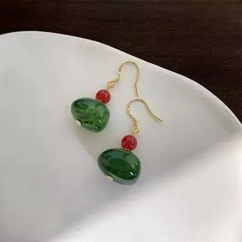 Ретро-серьги ручной работы в стиле ханьфу зелёный