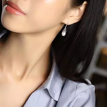 Ретро-серьги S925 Серебряные украшения Новые женские жемчужно-серебряные серьги и серьги 3cm