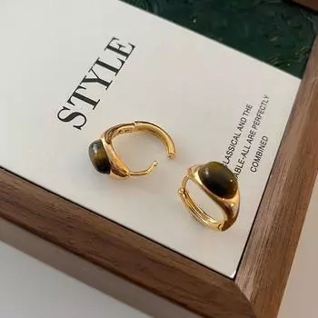 Ретро-серьги с пряжкой из камня тигровый глаз, легкие, роскошные, элегантные, изысканные, универсальные, нишевые, индивидуальные, простые серьги Майяра золотой