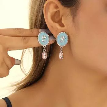 Ретро серьги с рельефом в виде розы модные циркониевые розовые серьги-подвески женские подарки