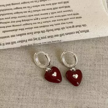 Ретро-серьги высокого класса Sense Red Oil Drop Love Ear Buckle для женщин, нишевая индивидуальность, изысканная мода, универсальные серьги для поездок на работу