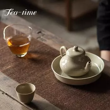 Ретро серая глазурь из травы и дерева, чайник ручной работы, керамика, ситечки, фильтры, чайники, бытовой чайник кунг-фу, пуэр, подарок 13x8x4.5cm 200ml