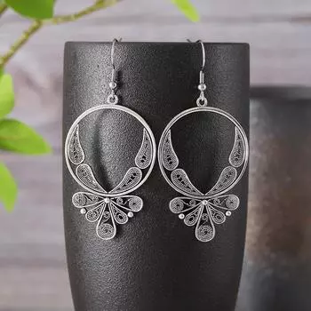Ретро серебряные серьги в китайском стиле, тайские серебряные серьги, ювелирные изделия, модные серьги с кисточками в виде капель для женщин