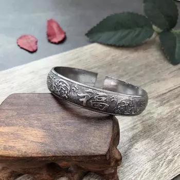 Ретро серебряный браслет, ностальгический браслет в стиле личности времен Китайской Республики, модный и универсальный, женские серебряные аксессуары