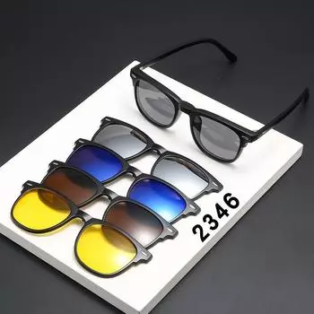Retro Set Of Glasses Sunglasses Men And Women Magnetic Clip Polarized Sunglasses Driving Glasses 2346 PC material rack
