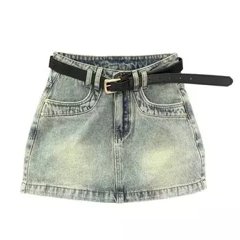 Retro Sexy Maillard Light Color Denim Skirt Nostalgic Blue S