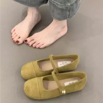 Retro shallow mouth single shoes girl 2025 spring and autumn new French gentle fairy wind soft flat bottom word with Mary Jane shoes 35 красный