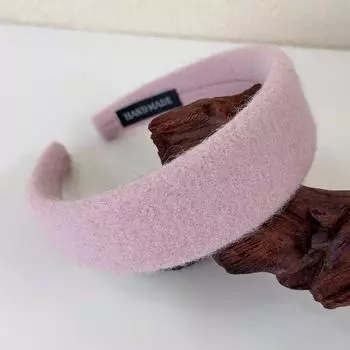 Ретро Шерстяная Плюшевая Ткань Широкая Повязка на Голову Однотонные Резинки для Волос для Женщин Темпераментный Обруч для Волос Женская Мода Аксессуары для Волос