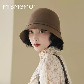 Ретро шерстяная шляпа-цилиндр женская осенне-зимняя темпераментная универсальная французская шерстяная шляпа-тазик модная фетровая шляпа высокого класса 54-57.5 cm (adjustable)